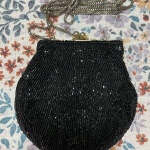 Elegant Black Beaded Evening Bag